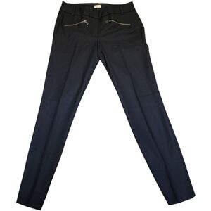 J. Crew Women's Black Stretch Tailored Trousers with Zipper Detail - Size 2